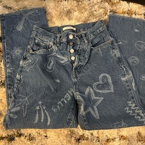 PacSun High Rise Blue Graphic Jeans